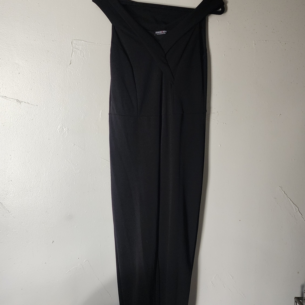Fashion Nova Black Off-Shoulder Wide-Leg Jumpsuit